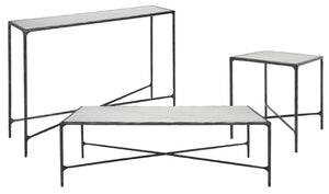 Safavieh JESSA Elegant Forged Metal Console Table with Luxurious Marble Top for Modern Living Spaces Black / White SFV9502D