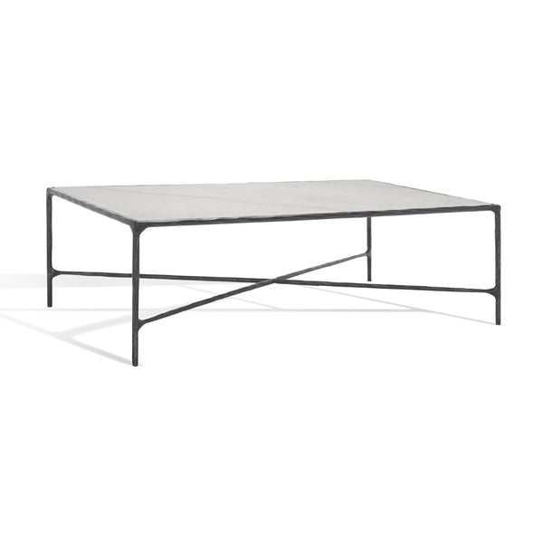 Safavieh JESSA Rectangle Coffee Table - Luxurious Marble Top with Elegant Black Metal Frame for Modern Living Black / White SFV9500D