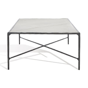 Safavieh JESSA Rectangle Coffee Table - Luxurious Marble Top with Elegant Black Metal Frame for Modern Living Black / White SFV9500D