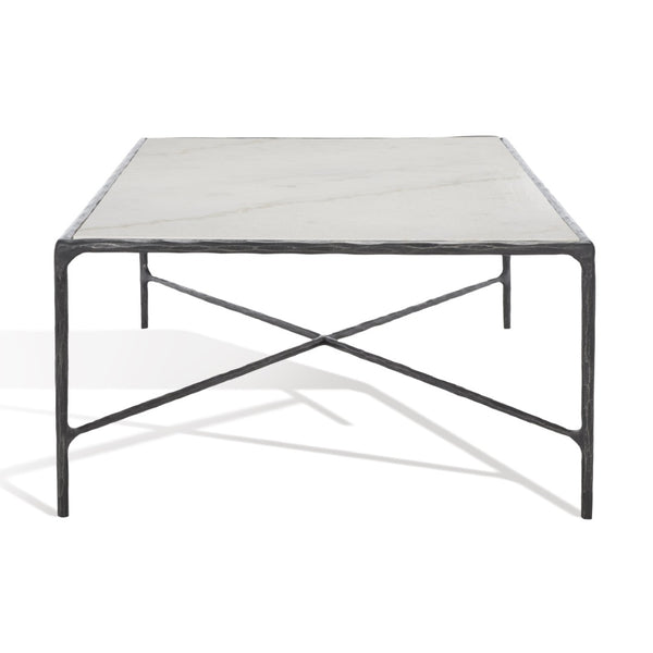 Safavieh JESSA Rectangle Coffee Table - Luxurious Marble Top with Elegant Black Metal Frame for Modern Living Black / White SFV9500D