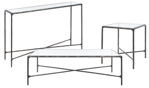 Safavieh JESSA Rectangle Metal Coffee Table – Elegant Forged Frame with Glass Top for Modern Living Spaces Black SFV9500E
