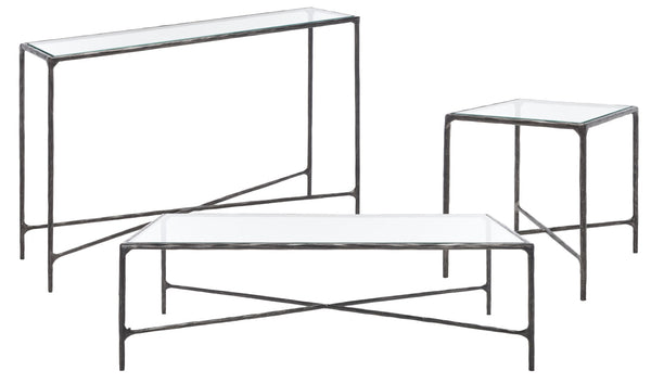 Safavieh JESSA Rectangle Metal Coffee Table – Elegant Forged Frame with Glass Top for Modern Living Spaces Black SFV9500E