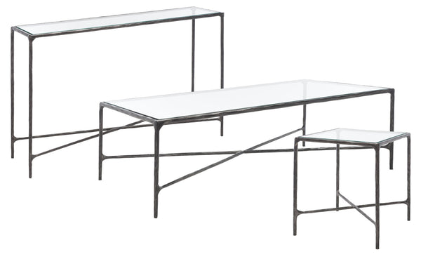 Safavieh JESSA Rectangle Metal Coffee Table – Elegant Forged Frame with Glass Top for Modern Living Spaces Black SFV9500E
