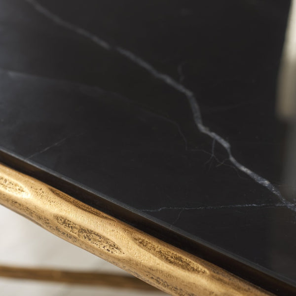 Safavieh JESSA Rectangle Coffee Table - Brass Frame & Black Marble Top for Modern Luxe Living Spaces SFV9500F