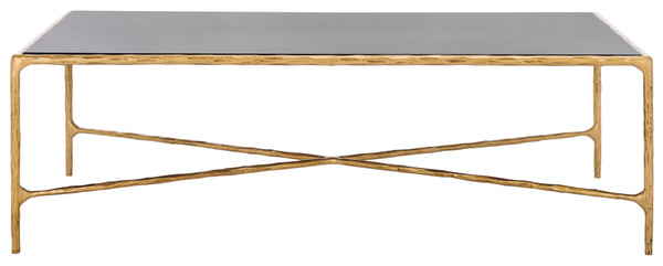 Safavieh Jessa Rectangle Coffee Table - Elegant Brass Frame & Sleek Black Marble Top For Chic Interiors Brass ,Black Forged Metal ,Black Marble ,Wood Sfv9500f