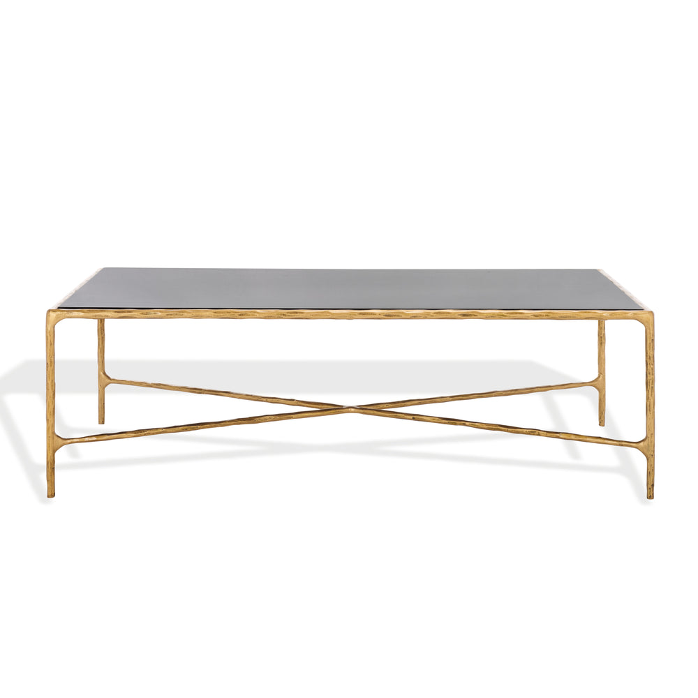 Safavieh Jessa Rectangle Coffee Table - Elegant Brass Frame & Sleek Black Marble Top For Chic Interiors Brass ,Black Forged Metal ,Black Marble ,Wood Sfv9500f