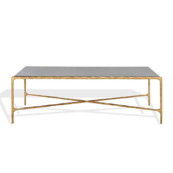Safavieh Jessa Rectangle Coffee Table - Elegant Brass Frame & Sleek Black Marble Top For Chic Interiors Brass ,Black Forged Metal ,Black Marble ,Wood Sfv9500f