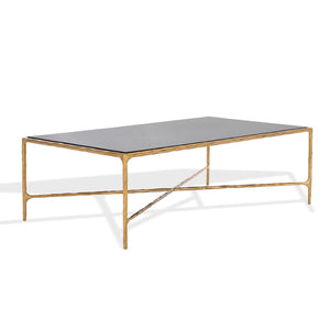 Safavieh JESSA Rectangle Coffee Table - Brass Frame & Black Marble Top for Modern Luxe Living Spaces SFV9500F