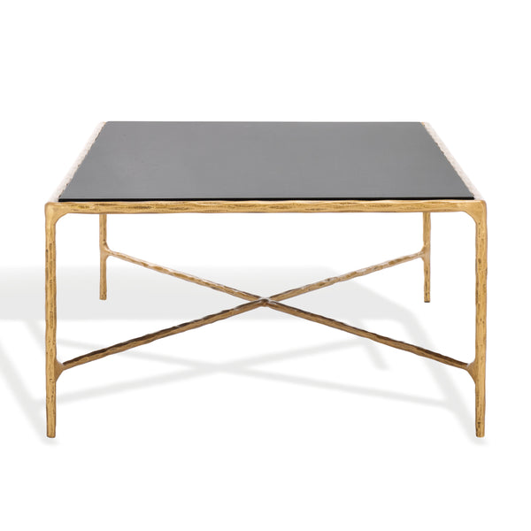 Safavieh Jessa Rectangle Coffee Table - Elegant Brass Frame & Sleek Black Marble Top For Chic Interiors Brass ,Black Forged Metal ,Black Marble ,Wood Sfv9500f