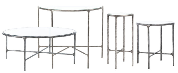 Safavieh JESSA Round Coffee Table – Elegant Metal Frame with Tempered Glass Top for Chic Living Spaces Silver SFV9501B