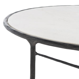 Safavieh Jessa Round Metal Coffee Table Black / White Forged Metal / White Marble / Mdf SFV9501D