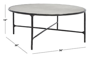Safavieh Jessa Round Metal Coffee Table Black / White Forged Metal / White Marble / Mdf SFV9501D