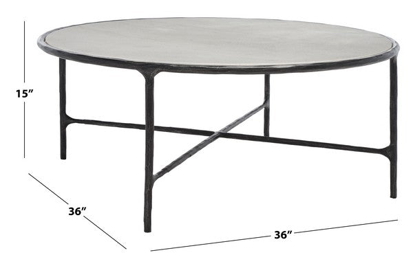Safavieh Jessa Round Metal Coffee Table Black / White Forged Metal / White Marble / Mdf SFV9501D
