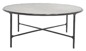 Safavieh Jessa Round Metal Coffee Table Black / White Forged Metal / White Marble / Mdf SFV9501D