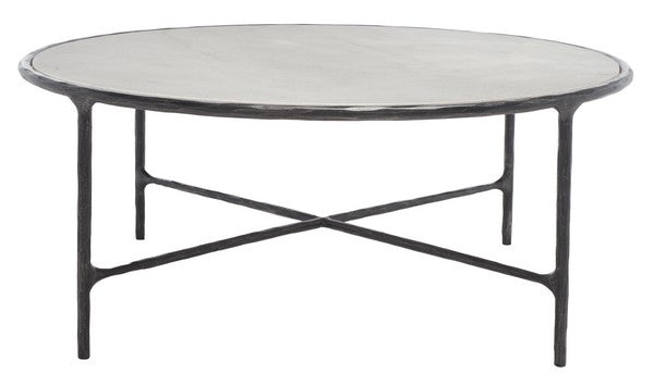 Safavieh Jessa Round Metal Coffee Table Black / White Forged Metal / White Marble / Mdf SFV9501D