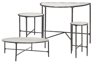 Safavieh JESSA Modern Forged Metal Console Table with Luxe Marble Top for Chic Entryway or Living Space Black / White SFV9506D