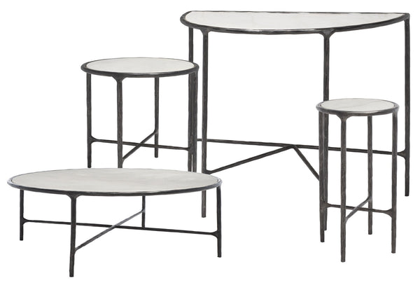 Safavieh JESSA Modern Forged Metal Console Table with Luxe Marble Top for Chic Entryway or Living Space Black / White SFV9506D