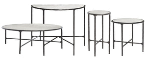 Safavieh JESSA Modern Forged Metal Console Table with Luxe Marble Top for Chic Entryway or Living Space Black / White SFV9506D