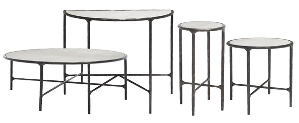 Safavieh JESSA Modern Forged Metal Console Table with Luxe Marble Top for Chic Entryway or Living Space Black / White SFV9506D