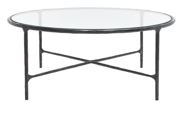 Safavieh JESSA Round Coffee Table – Elegant Metal Frame with Tempered Glass Top for Chic Living Spaces Black SFV9501E