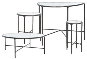 Safavieh JESSA Round Coffee Table – Elegant Metal Frame with Tempered Glass Top for Chic Living Spaces Black SFV9501E