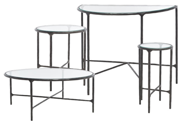 Safavieh JESSA Round Coffee Table – Elegant Metal Frame with Tempered Glass Top for Chic Living Spaces Black SFV9501E