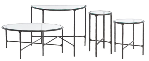 Safavieh JESSA Round Coffee Table – Elegant Metal Frame with Tempered Glass Top for Chic Living Spaces Black SFV9501E