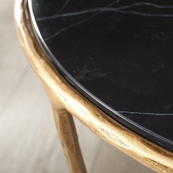 Safavieh JESSA Round Coffee Table in Brass & Black Marble - Chic Centerpiece for Modern Glam Interiors SFV9501F