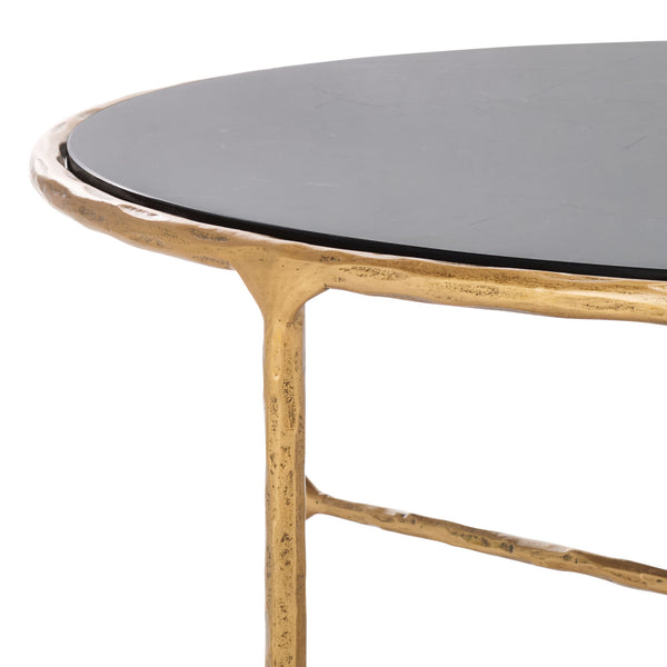 Safavieh Jessa Round Coffee Table - Elegant Brass Frame With Sleek Black Marble Top For Chic Interiors Brass ,Black Forged Metal ,Black Marble ,Wood Sfv9501f