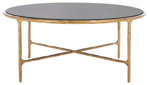 Safavieh Jessa Round Coffee Table - Elegant Brass Frame With Sleek Black Marble Top For Chic Interiors Brass ,Black Forged Metal ,Black Marble ,Wood Sfv9501f