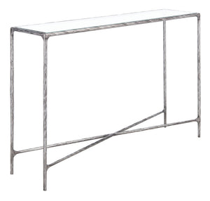Safavieh JESSA Forged Metal Console Table - Elegant Tempered Glass Top for Modern and Classic Interiors Silver SFV9502B