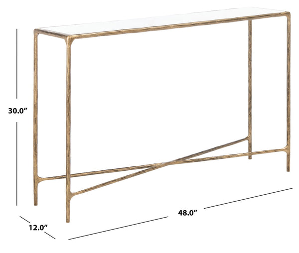 Safavieh JESSA Elegant Forged Metal Console Table with Luxurious Marble Top for Modern Living Spaces White / Brass SFV9502C