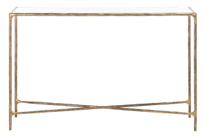 Safavieh JESSA Elegant Forged Metal Console Table with Luxurious Marble Top for Modern Living Spaces White / Brass SFV9502C