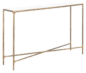 Safavieh JESSA Elegant Forged Metal Console Table with Luxurious Marble Top for Modern Living Spaces White / Brass SFV9502C