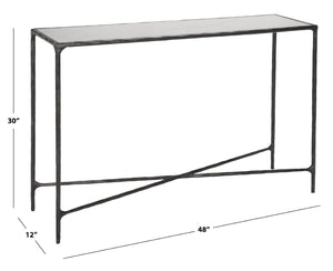 Safavieh JESSA Elegant Forged Metal Console Table with Luxurious Marble Top for Modern Living Spaces Black / White SFV9502D