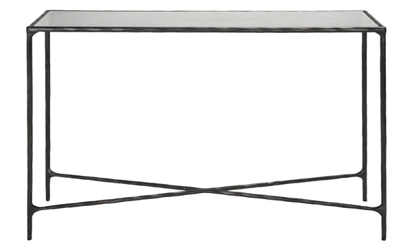 Safavieh JESSA Elegant Forged Metal Console Table with Luxurious Marble Top for Modern Living Spaces Black / White SFV9502D
