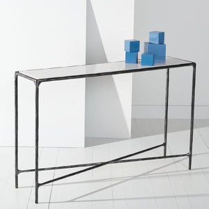 Safavieh JESSA Elegant Forged Metal Console Table with Luxurious Marble Top for Modern Living Spaces Black / White SFV9502D