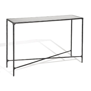 Safavieh JESSA Elegant Forged Metal Console Table with Luxurious Marble Top for Modern Living Spaces Black / White SFV9502D