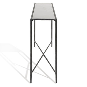 Safavieh JESSA Elegant Forged Metal Console Table with Luxurious Marble Top for Modern Living Spaces Black / White SFV9502D
