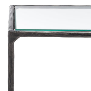 Safavieh JESSA Forged Metal Console Table - Elegant Tempered Glass Top for Modern and Classic Interiors Black SFV9502E