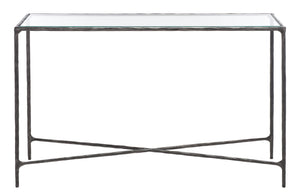 Safavieh JESSA Forged Metal Console Table - Elegant Tempered Glass Top for Modern and Classic Interiors Black SFV9502E