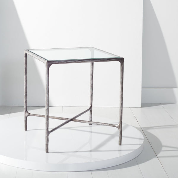 Safavieh JESSA Forged Metal Square End Table - Modern Minimalist Accent for Stylish Living Spaces Silver SFV9503B