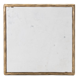 Safavieh JESSA Forged Metal Square End Table - Industrial Elegance with Marble Top and Wood Accents White / Brass SFV9503C