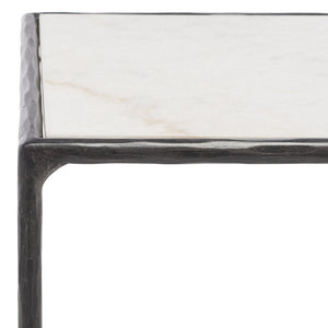 Safavieh JESSA Forged Metal Square End Table - Industrial Elegance with Marble Top and Wood Accents Black / White SFV9503D
