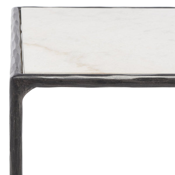 Safavieh JESSA Forged Metal Square End Table - Industrial Elegance with Marble Top and Wood Accents Black / White SFV9503D