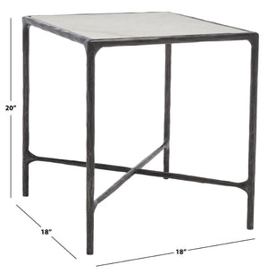 Safavieh JESSA Forged Metal Square End Table - Industrial Elegance with Marble Top and Wood Accents Black / White SFV9503D