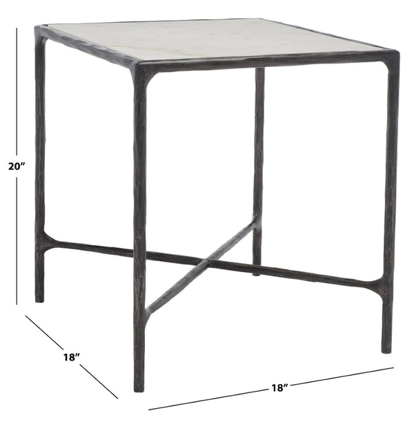 Safavieh JESSA Forged Metal Square End Table - Industrial Elegance with Marble Top and Wood Accents Black / White SFV9503D