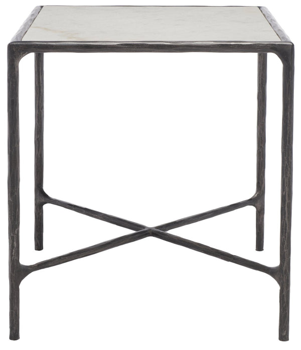 Safavieh JESSA Forged Metal Square End Table - Industrial Elegance with Marble Top and Wood Accents Black / White SFV9503D