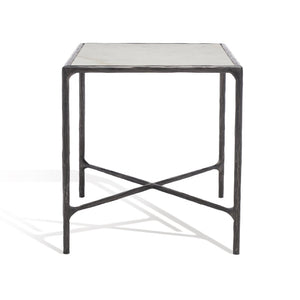 Safavieh JESSA Forged Metal Square End Table - Industrial Elegance with Marble Top and Wood Accents Black / White SFV9503D