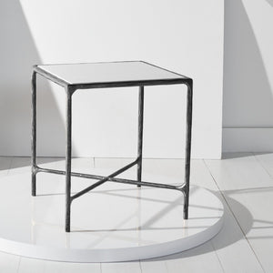 Safavieh JESSA Forged Metal Square End Table - Industrial Elegance with Marble Top and Wood Accents Black / White SFV9503D